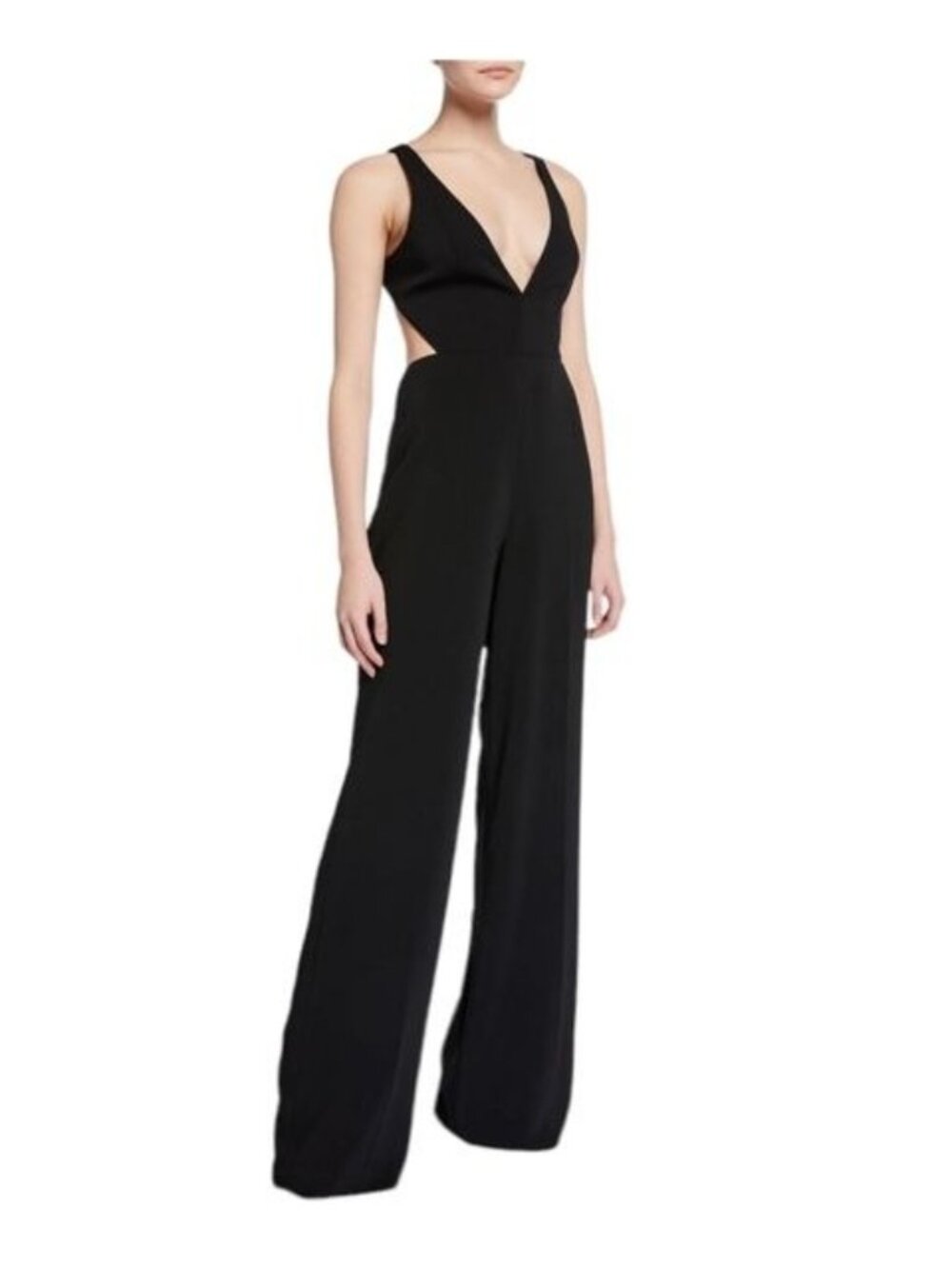 Jay Godfrey | Rooney Deep V-Neck Sleeveless Cutout-Back Jumpsuit Black NWT